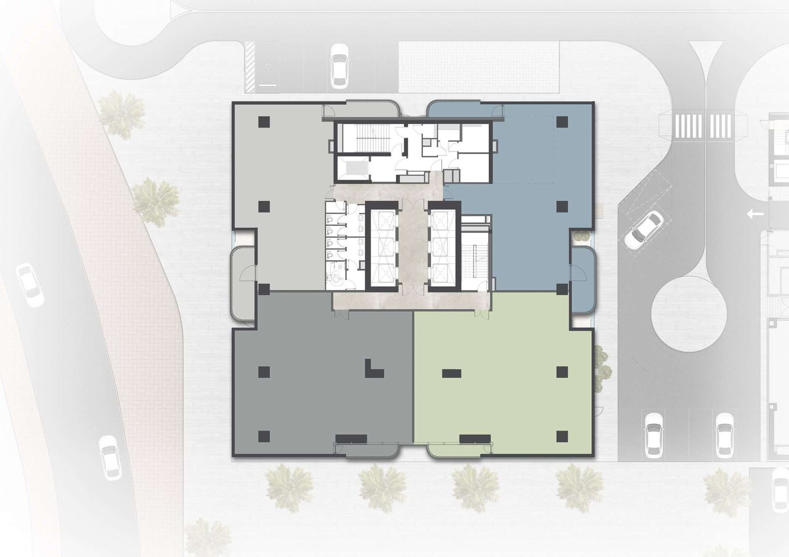 High-floor office, 4 a floor, Typical floor plan